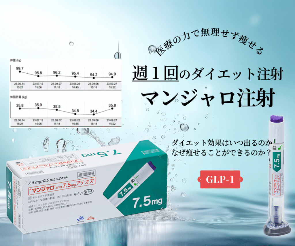 医療の力で無理せず痩せる
週1回のダイエット注射マンジャロ注射