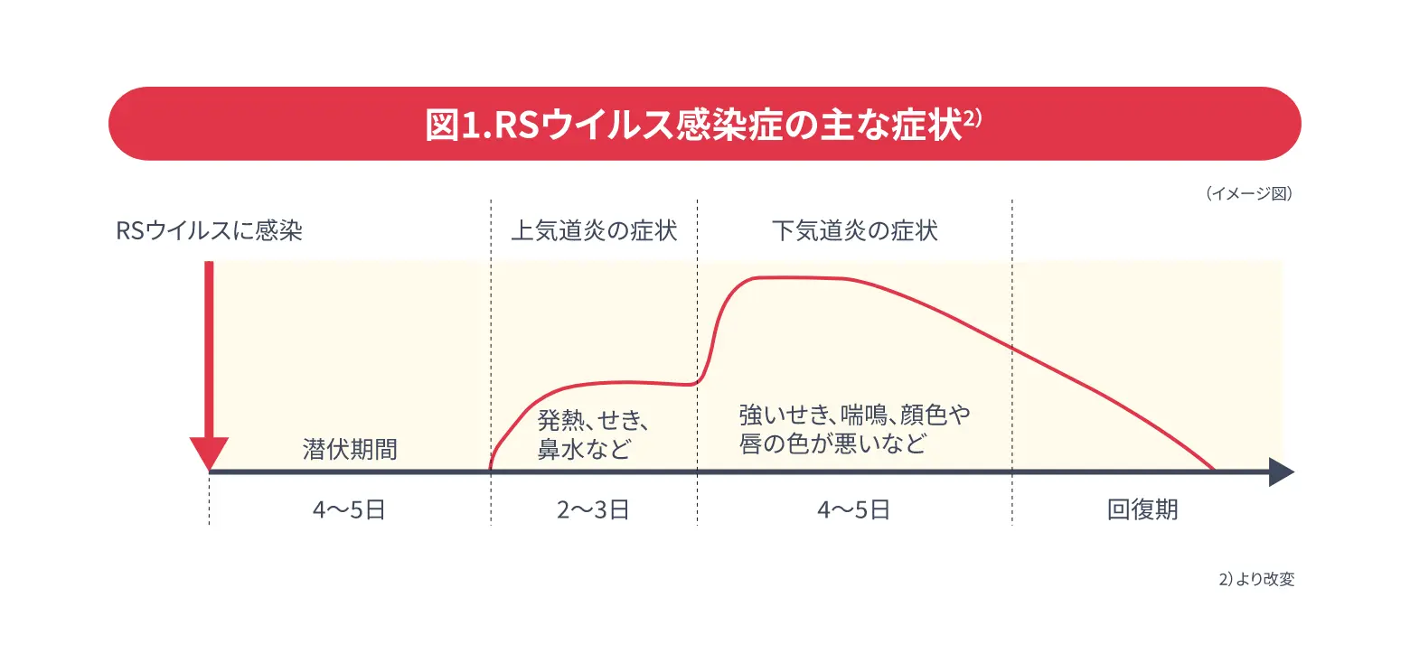 RSウイルス感染症の症状進行を示す図