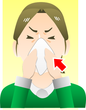 ティッシュで口を覆う人のイラスト