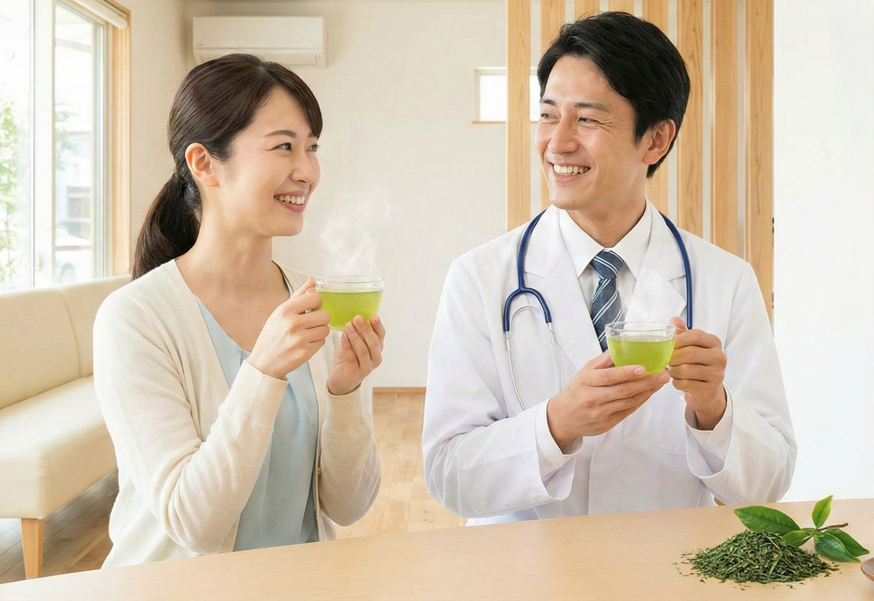 緑茶を飲む人のイメージ写真