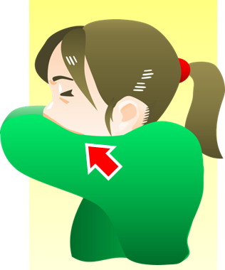 袖で口を覆う人のイラスト