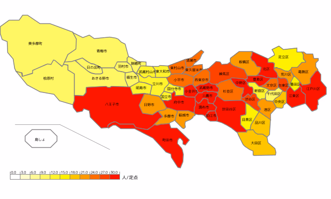 東京都インフルエンザ流行マップ 2026年2月